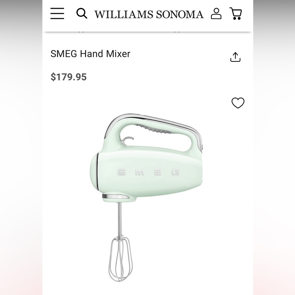 ⭐️SOLD⭐️ BRAND NEW pastel green Smeg hand mixer